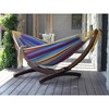 The Hamptons Collection 102” Yellow and Purple Striped Brazilian Style Hammock with Stand - 3 of 4