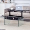 KIGFTSOD Lift-Top Coffee Table with Storage and Tempered Glass Base, Space-Saving, Multi-Color for Living Room, Office - 2 of 4