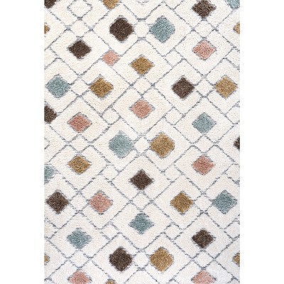 Retro Multi/Cream Trellis Flat Woven Stain-Resistant Rug