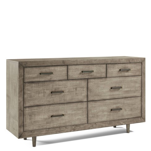 Aurora Mid Century Seven Drawer Wood, Target Gray Wood Dresser