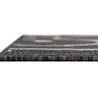 Charcoal Gray 9' x 12' Botanical Outdoor Area Rug