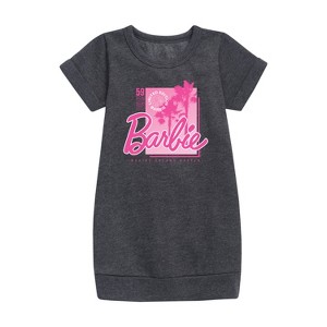 - Barbie - Pink Core Graphic Short Sleeve Fleece Dress - 1 of 3