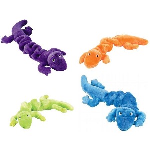 Zanies Plush Bungee Geckos Dog Toy, 16", Bundle of 4 (Blue, Neon Green, Orange, and Purple) - 1 of 4