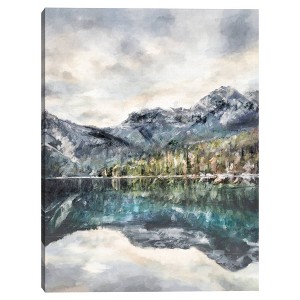 30" x 40" Lake Reflections by Studio Arts Canvas Art Print - Masterpiece Art Gallery: Modern Unframed Vertical Decor - 1 of 4