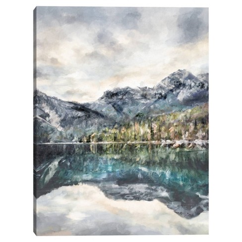 30" x 40" Lake Reflections by Studio Arts Canvas Art Print - Masterpiece Art Gallery: Modern Unframed Vertical Decor - image 1 of 4