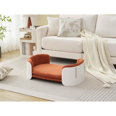 Gulches White Brown Pet Bed - Scandinavian Style Elevated Cat Couch