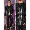 Lars Amadeus Men's Crew Neck Long Sleeves Party Clubwear Sparkly Sequins T-Shirt - 4 of 4