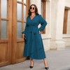 Women's Plus Size Wrap Self Tie Midi Fall Dress - Cupshe - 2 of 4