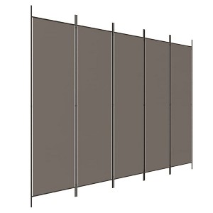 vidaXL 5-Panel Room Divider – Anthracite Color, Premium Fabric and Iron Material, Easy-to-Assemble, 98.4"x86.6", Ideal for Bedroom/Office - 1 of 4