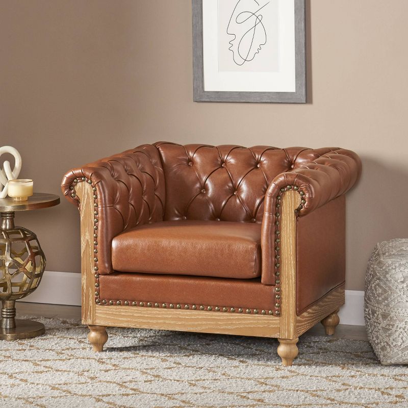 Castalia Chesterfield Tufted Club Chair with Nailhead Trim Midnight - Christopher Knight Home, 3 of 11