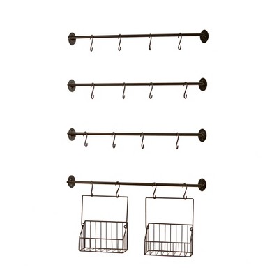 Lakeside Wall Rack for Coffee Mugs, Tea Cups with Industrial Pipe Style - 6 Pieces