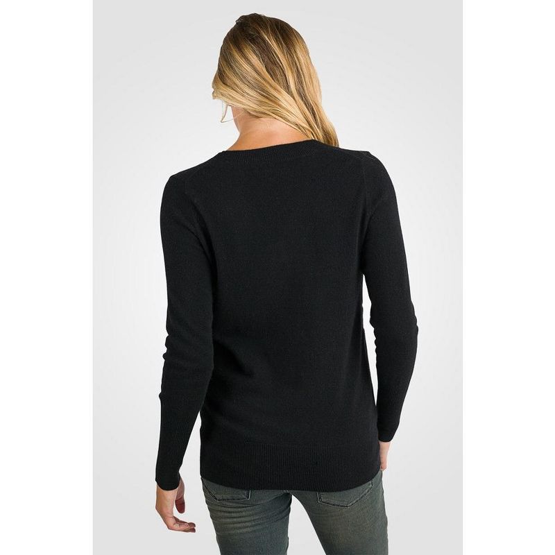 JENNIE LIU Women's 100% Pure Cashmere Long Sleeve Ava V Neck Pullover Sweater, 2 of 5