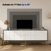 70" Modern Black & White TV Stand with 4 Geometric Press Pattern Doors,Large Storage Cabinet for 80" TV,Living Room-Baofuwish - 3 of 4