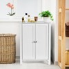 Tangkula Bathroom Floor Cabinet 3-Tier Storage Cabinet with Double Door & Adjustable Shelf Wooden Bathroom Cabinet for Home White - 3 of 4