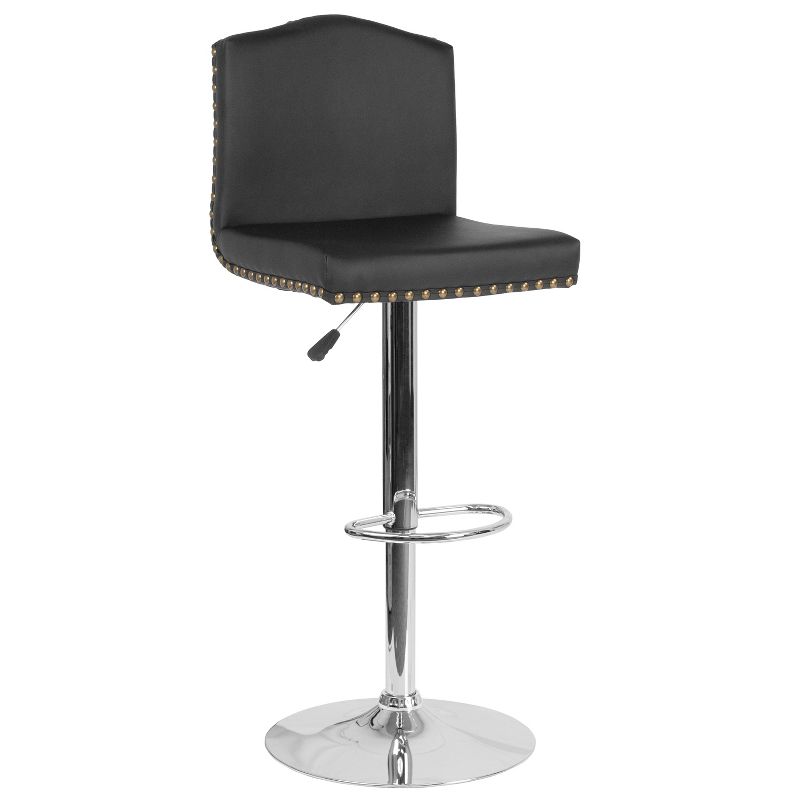 Flash Furniture Bellagio Contemporary Adjustable Height Crown Back Barstool with Accent Nail Trim, 1 of 6