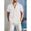 Coolmee Men's Casual Button Down Shirts Short Sleeve Textured Beach Shirt with Pocket - 3 of 4