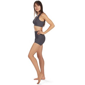 Memoi Women's Seamless Rib Bralette and Boyshort Panty Set Black S - 1 of 4
