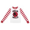 Ninja Skills Youth Boy's Red & White Striped Long Sleeve Shirt & Sleep Pants Set - 2 of 4
