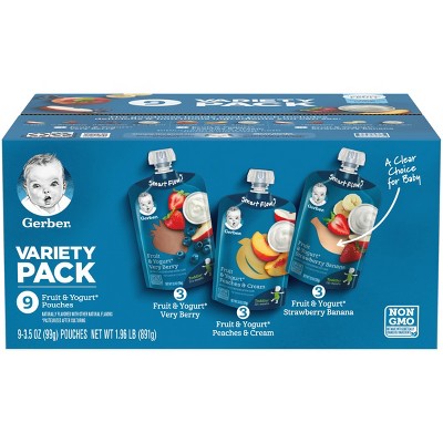 Gerber Fruit & Yogurt Pouch Variety Baby Snacks - 1.96oz/9pk Each