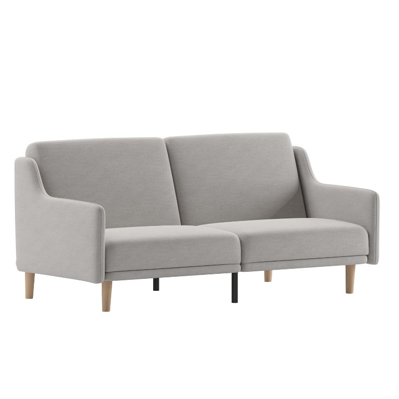 Emma and Oliver Plush Padded Upholstered Split Back Sofa Futon with Smooth Curved Removable Arms and Wooden Legs, 1 of 13