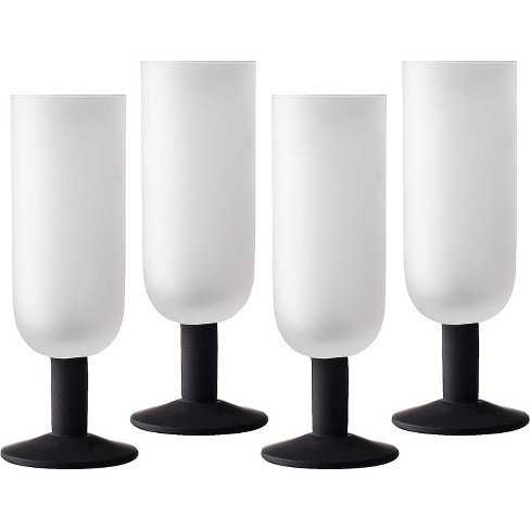 Elle Decor Frosted Glass Flutes Set Of 4 Beverage Stemmed Glass Cups For  Prosecco, Champagne And White Wine, 6.6 Oz : Target