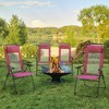 Outsunny Set of 4 Folding Patio Chairs, Camping Chairs with Adjustable Sling Back, Removable Headrest, Armrest for Garden, Backyard, Lawn, Red - 3 of 4