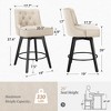Arceso 26" Swivel Counter Height Bar Stools Set of 2, BarStools with Back and Metal Round Footrest,  Linen Fabric Upholstered Barstools, Linen Color - 2 of 4
