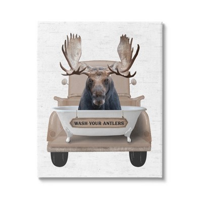 Stupell Industries Wash Your Antlers Truck Canvas Wall Art
