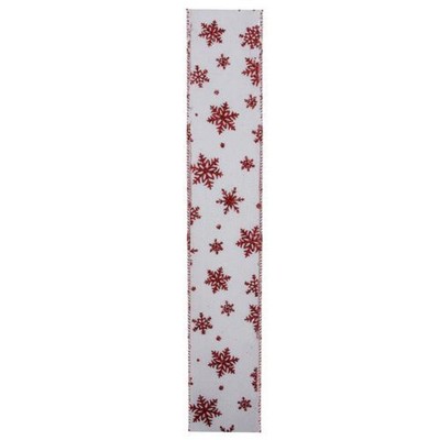 Northlight Faded Rustic Red and White Ikat Wired Christmas Craft Ribbon 2.5 x 120 Yards