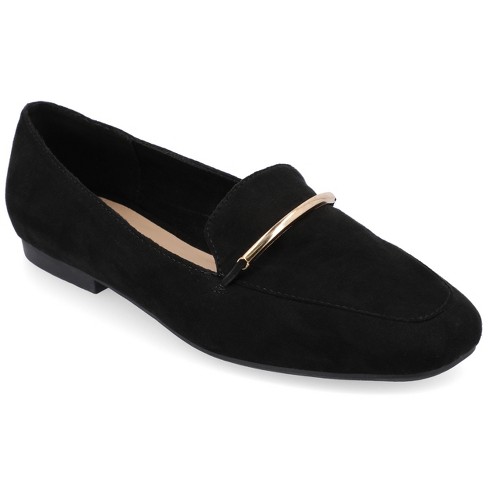 Journee Collection Womens Wrenn Tru Comfort Foam Slip On Square Toe Loafer  Flats Black 6