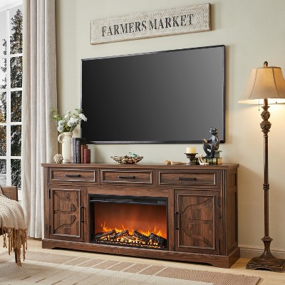 SinCiDo 70" Fireplace TV Stand, Entertainment Center w/ 30" Fireplace, Equipped w/ Remote Control & 3D Flame, Storage Cabinets & Drawers