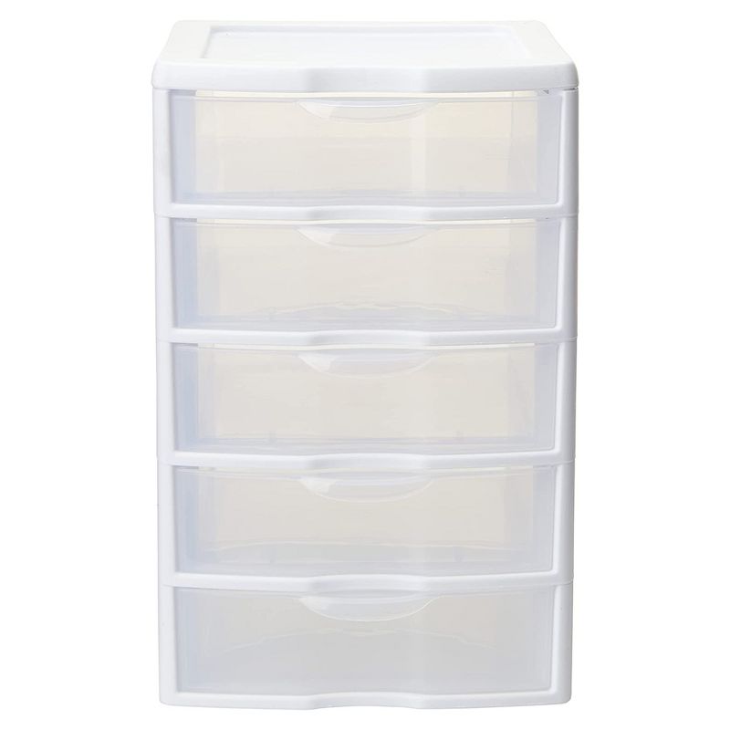 Sterilite Clearview Small Clear Plastic Stackable 5 Drawer Storage System for Desktop and Drawer Household Organization for Stationary or Pens, 4 of 8