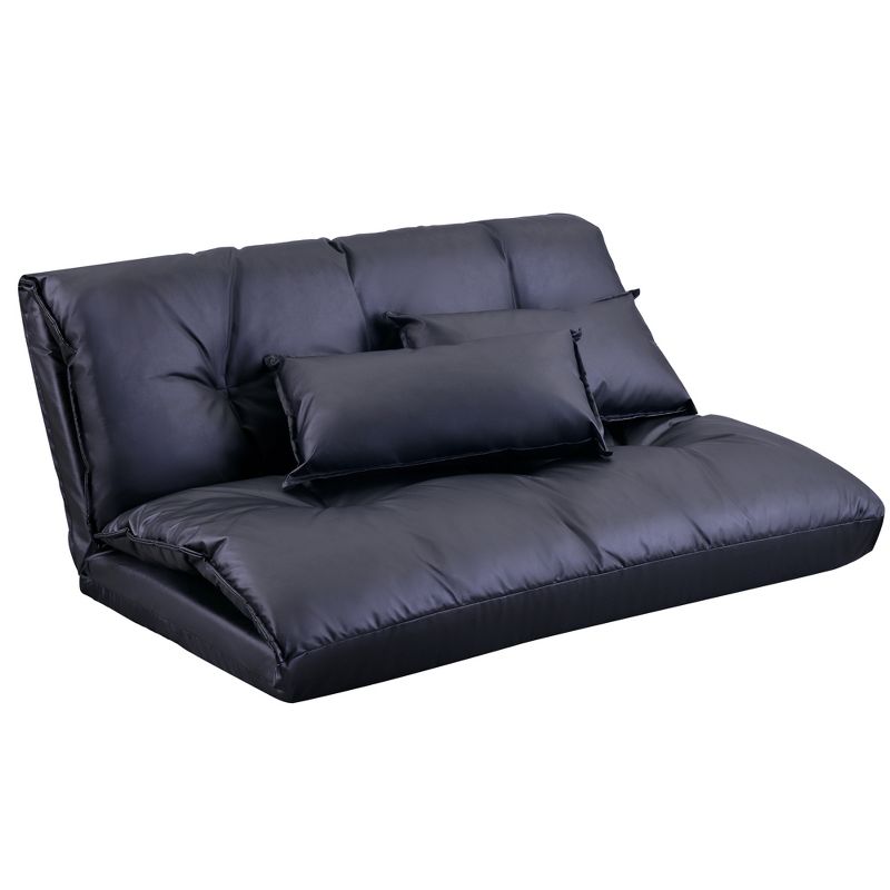 Oris 43.3" W PU Adjustable Folding Futon Sofa Video Gaming Sofa with Two Pillows Multifunctional Bean Bag Chair/Sofa-Maison Boucle, 5 of 10