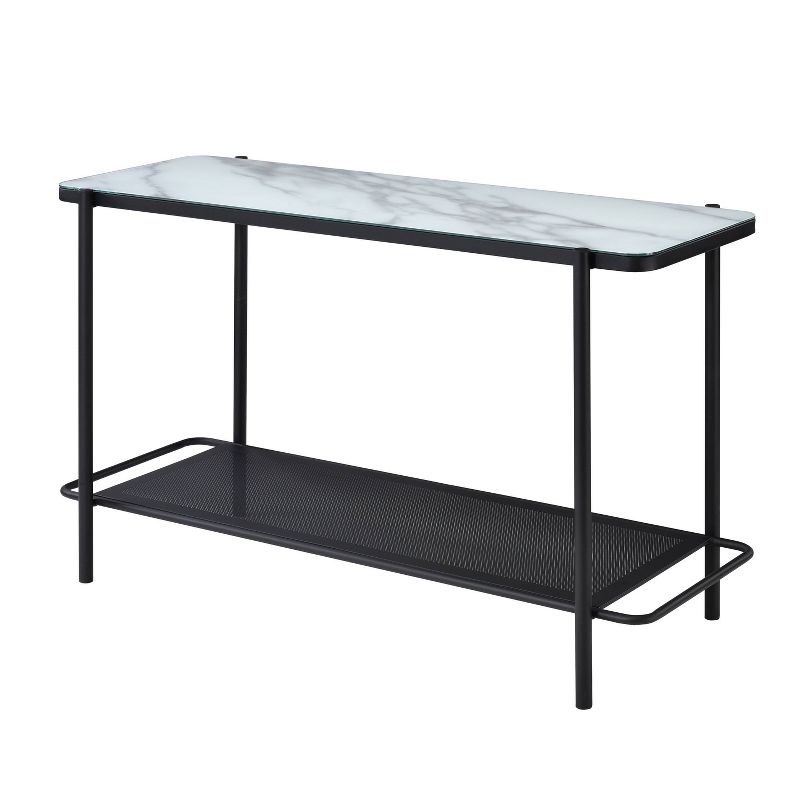 Avalan Glass Top Contemporary Sofa Table Black Coating/White - miBasics, 1 of 8