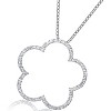 Guili SS White Gold Plating Colored CZ Large Open Flower Pendant Necklace for a Classy Jewelry Look, Nature-Inspired Beauty, Elegant. - 2 of 3
