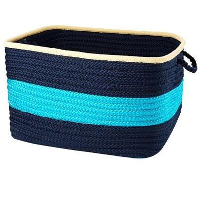 Colonial Mills Color Block Square Basket - Turquoise Navy 18"x18"x12" 100% Polypropylene Square