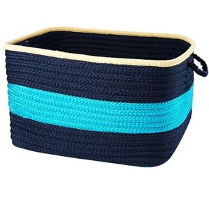 Colonial Mills Color Block Square Basket - Turquoise Navy 18"x18"x12" 100% Polypropylene Square - 1 of 2