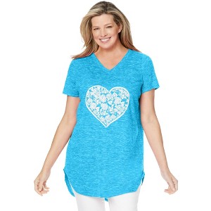 Woman Within Plus Size Marled V-Neck Tunic - 1 of 4