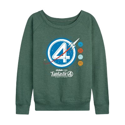 Women's - Marvel - Fantastic Four Space Logo Lightweight French Terry Wide Neck Long Sleeve Shirt