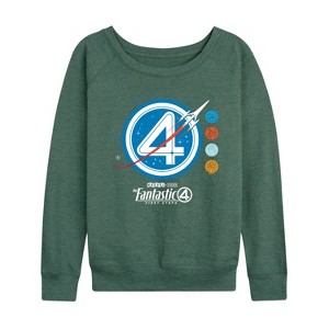 Women's - Marvel - Fantastic Four Space Logo Lightweight French Terry Wide Neck Long Sleeve Shirt - 1 of 4