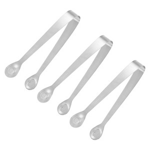 Unique Bargains Tea Party Stainless Steel Silver Mini Ice Cube Tongs - 1 of 4