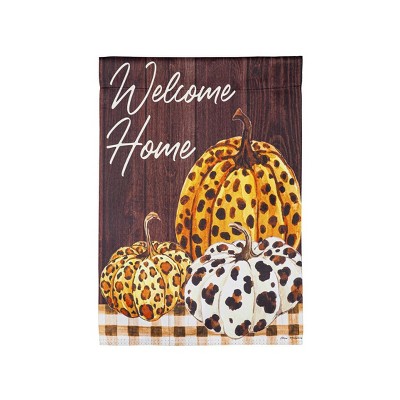 Evergreen Garden Flag Boho Brown Pumpkins Suede Double Sided Indoor Outdoor Decor 18" x 12.5"