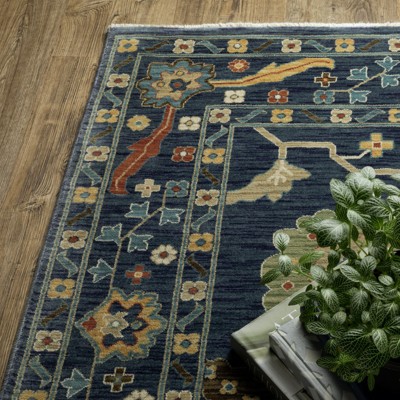 Hand-knotted Blue and Multi Oriental Rectangular Rug
