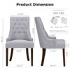 Set of 2 Wingback Upholstered Dining Chairs with Tufted Back and Wood Legs, Fabric Side Chairs for Kitchen or Living Room - 3 of 4
