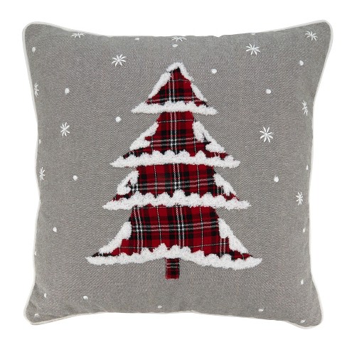 Saro Lifestyle Beaded Christmas Tree Decorative Throw Pillow
