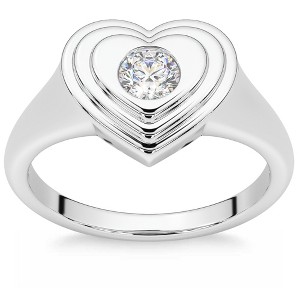 Pompeii3 1/4Ct Diamond Solitaire Women's Sweetheart Signet Heart Ring 14k Gold Lab Created - 1 of 4