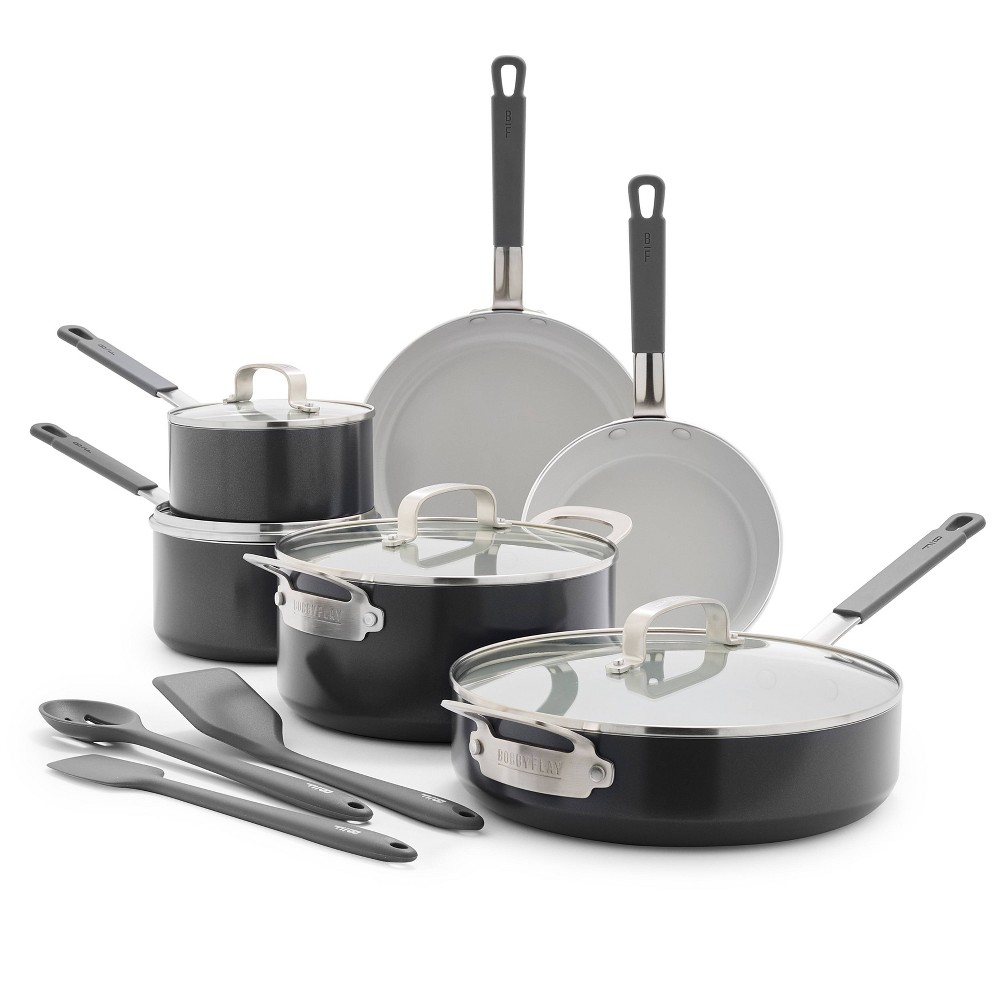 Photos - Bakeware Bobby Flay 13pc Ceramic Nonstick Aluminum Cookware Set Graphite Gray