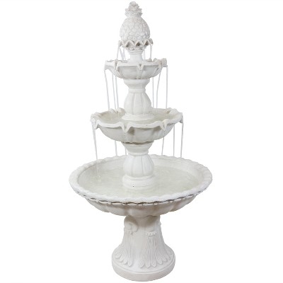 Sunnydaze 59"H Electric Fiberglass 3-Tier Welcome Pineapple Top Outdoor Water Fountain