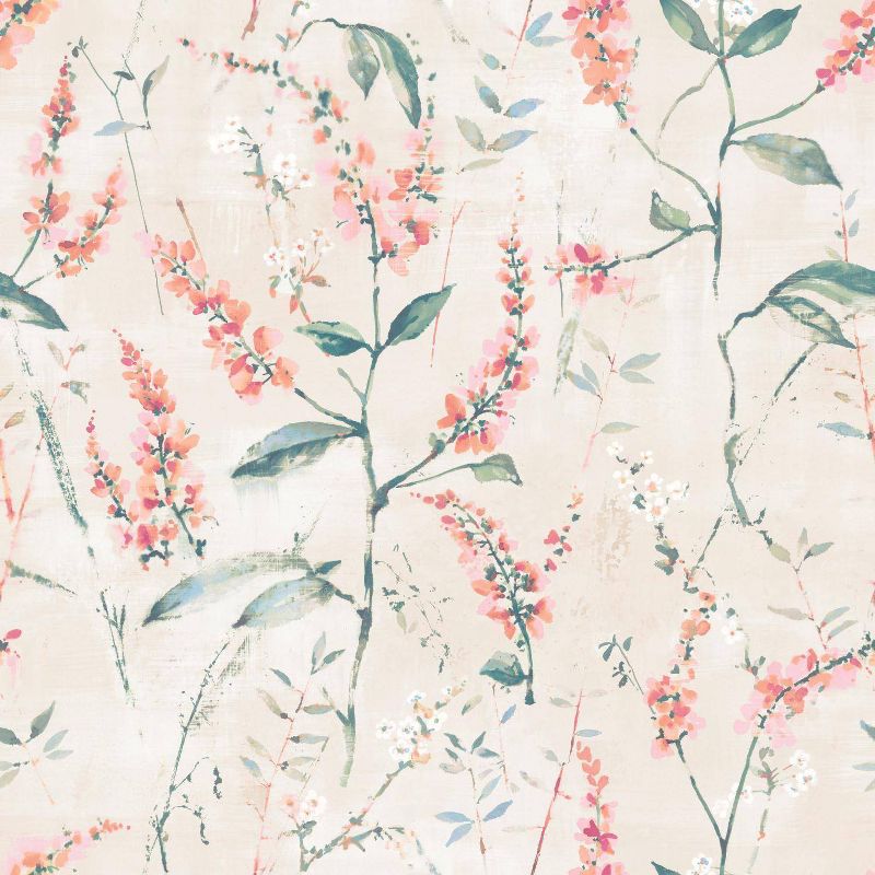 RoomMates Floral Sprig Peel and Stick Wallpaper Coral/Cream, 1 of 8