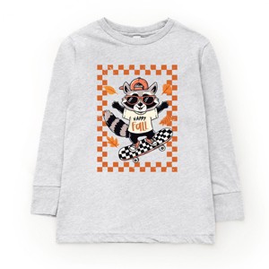 Happy Fall Racoon Skater - Toddler Long Sleeve Graphic Tee and Youth Long Sleeve Graphic T-Shirt - 1 of 3
